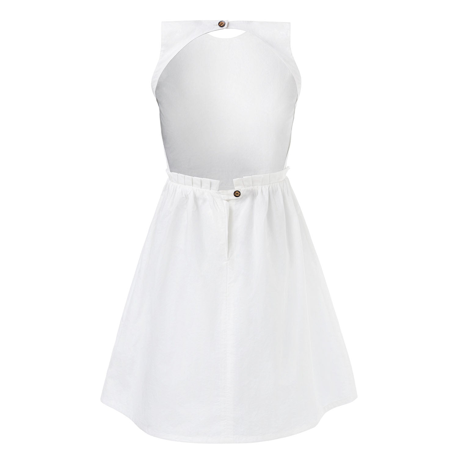 White Dress with Cutout Back and Ladybug Hand Embroidery-1