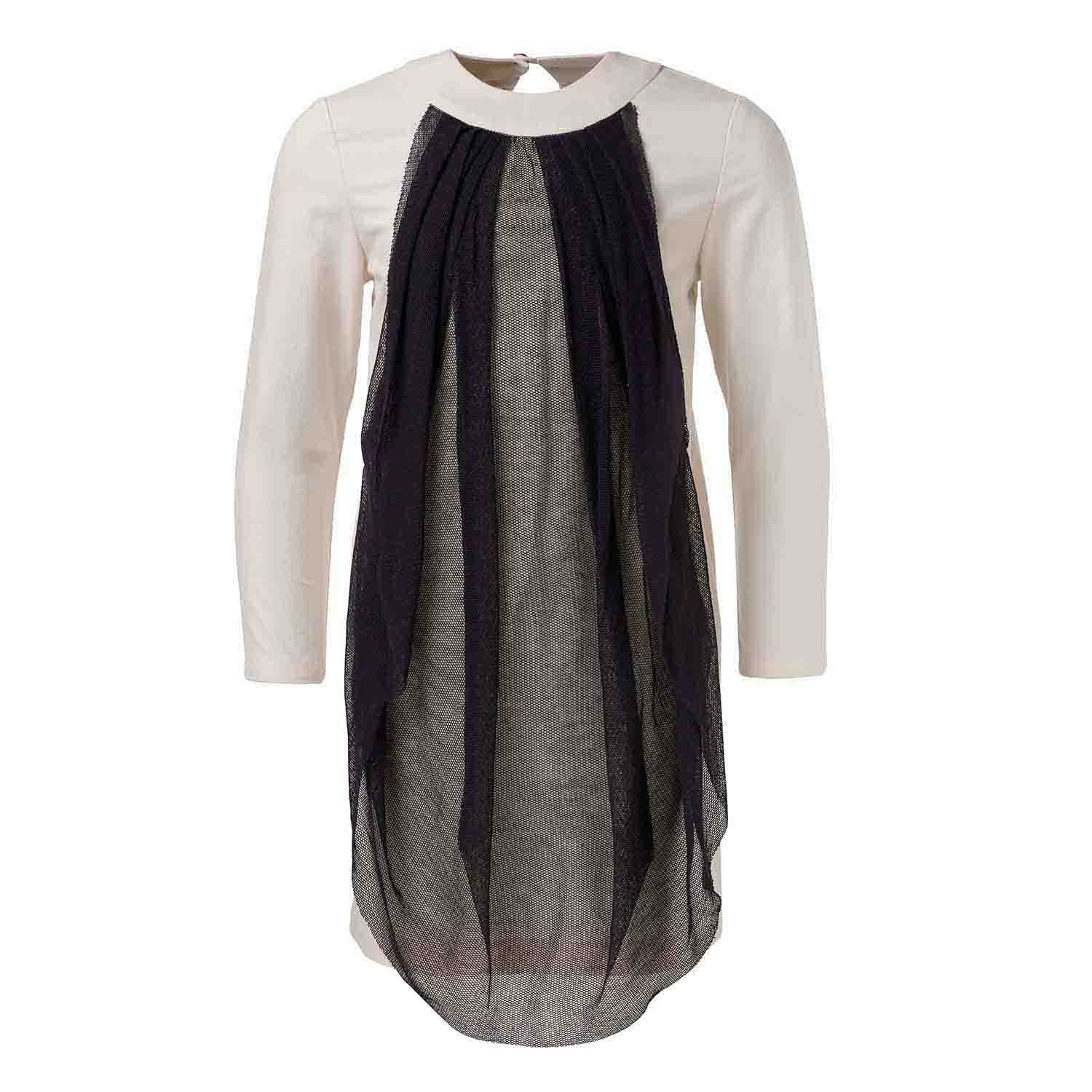 White Dress with Tulle Draping-0