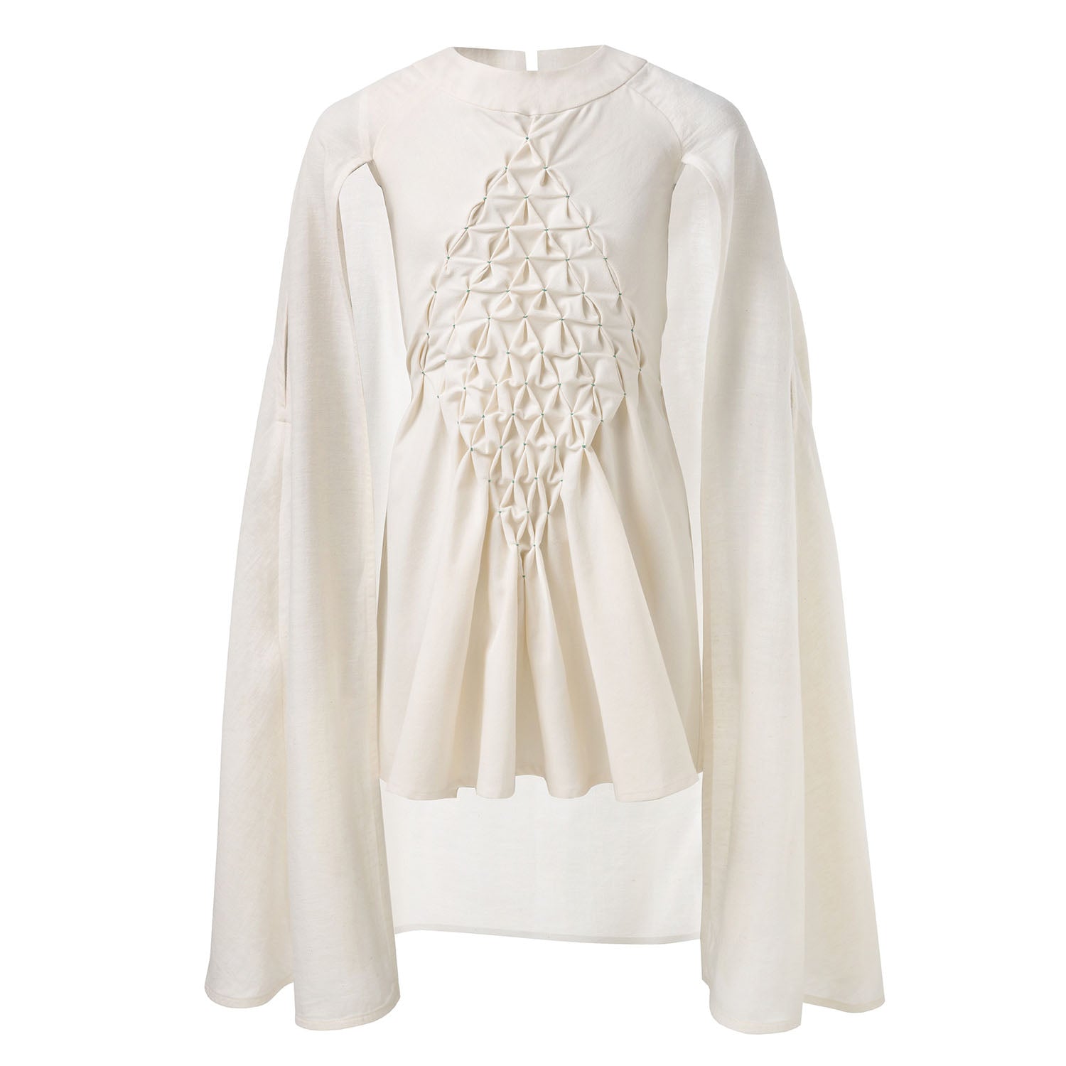 White Smock Dress for Girls with Vegan Cashmere Cape-0