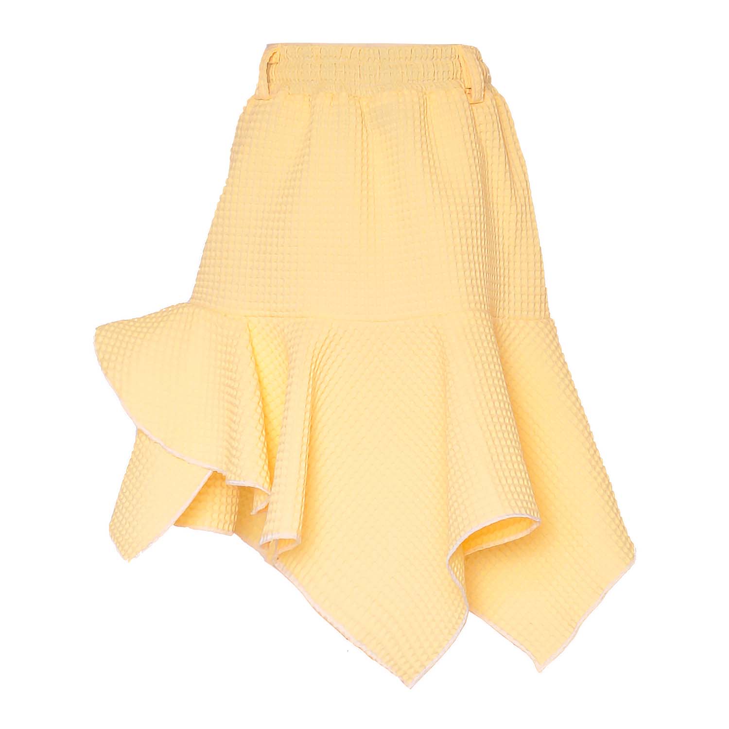 Yellow Waffle Girls Midi Skirt-2