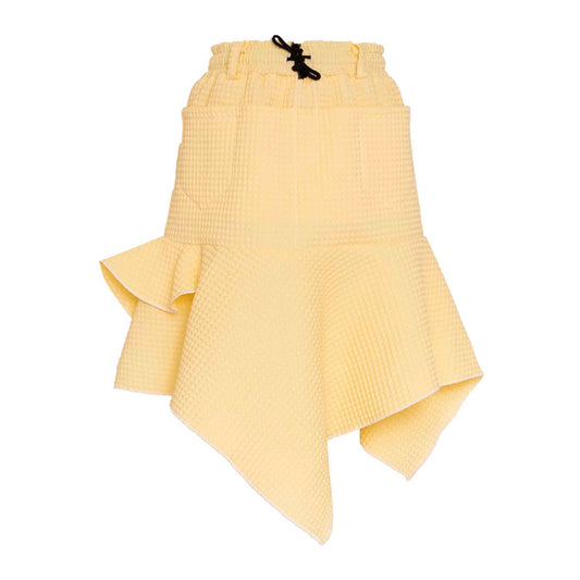 Yellow Waffle Girls Midi Skirt-0