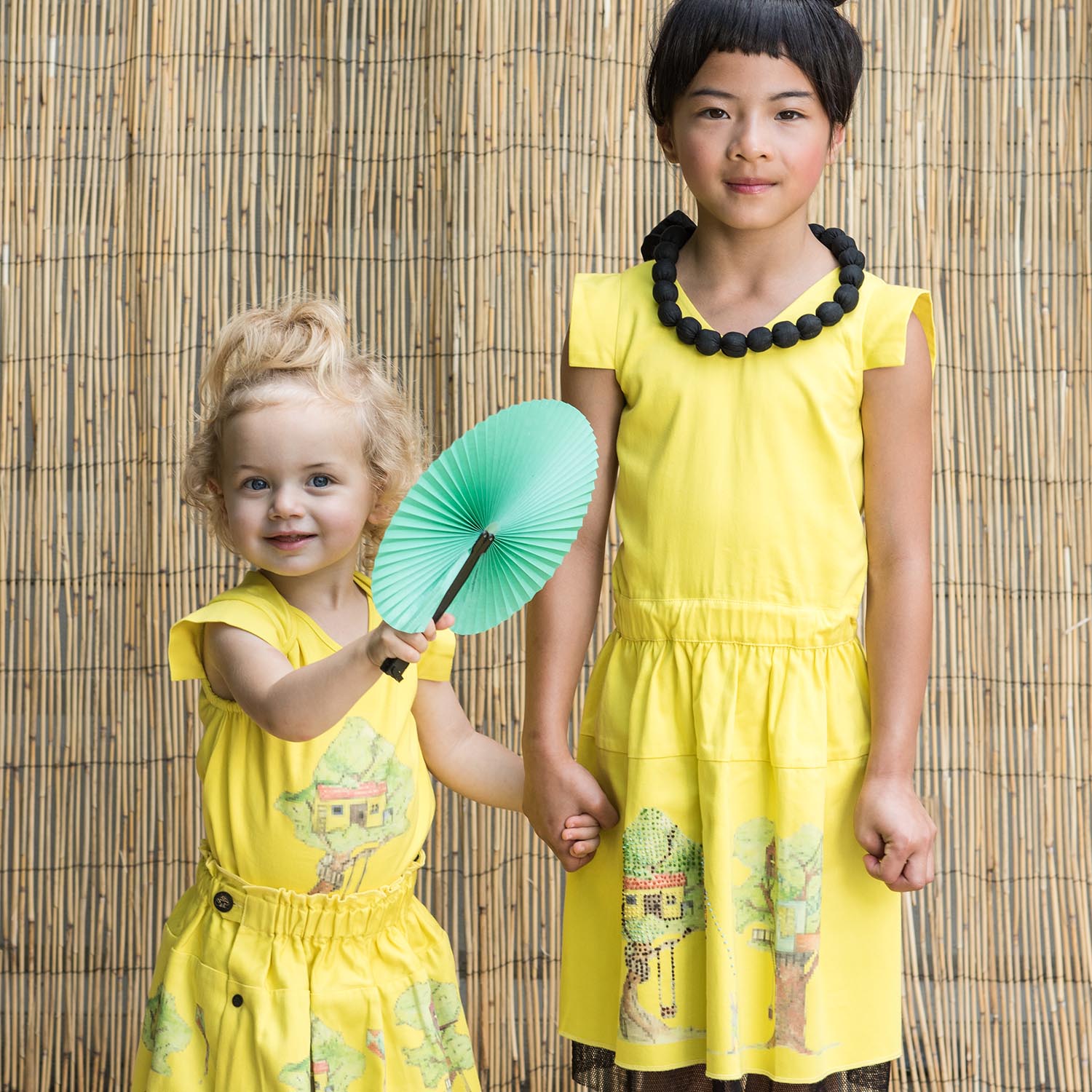 Yellow Romper with Treehouse Print-1