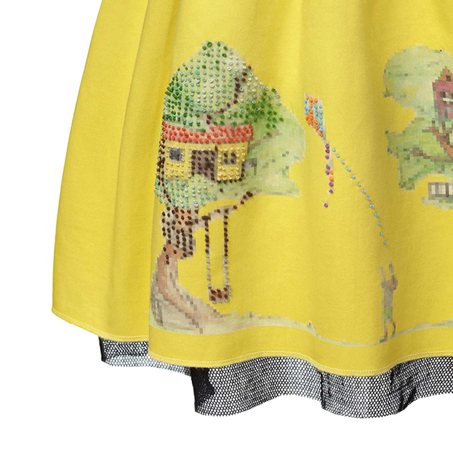 Yellow Embroidered Dress for Girls-2