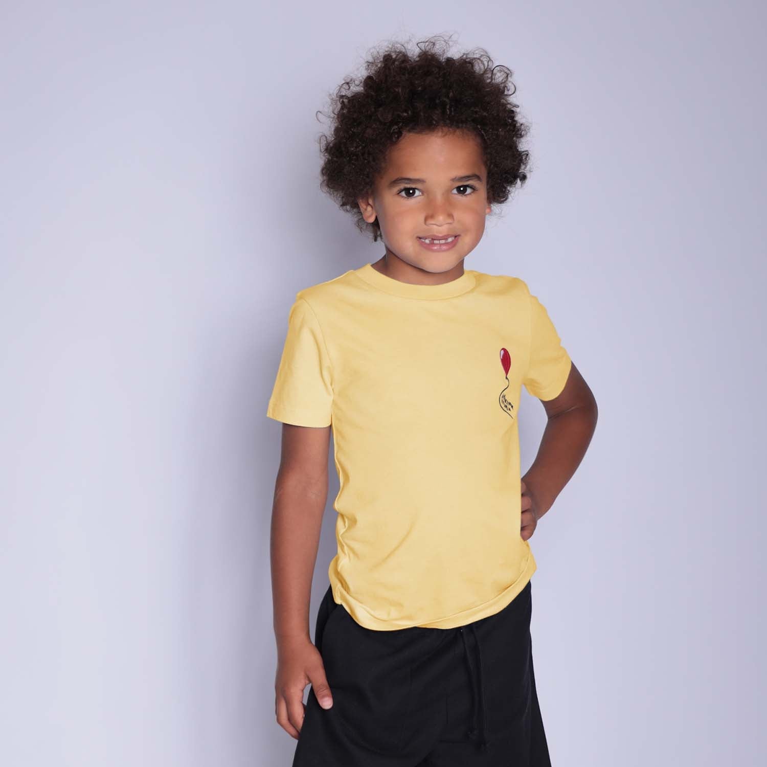 Kids T Shirt in Yellow with Embroidery-1
