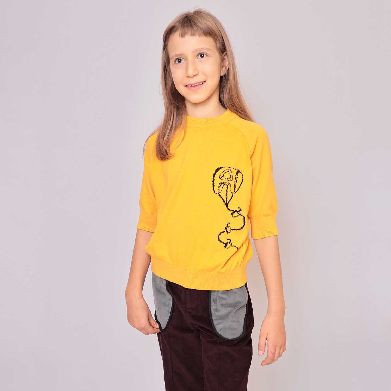 Yellow Knit Top with Kite for Kids-1