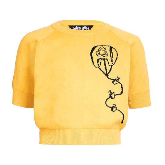 Yellow Knit Top with Kite for Kids-0