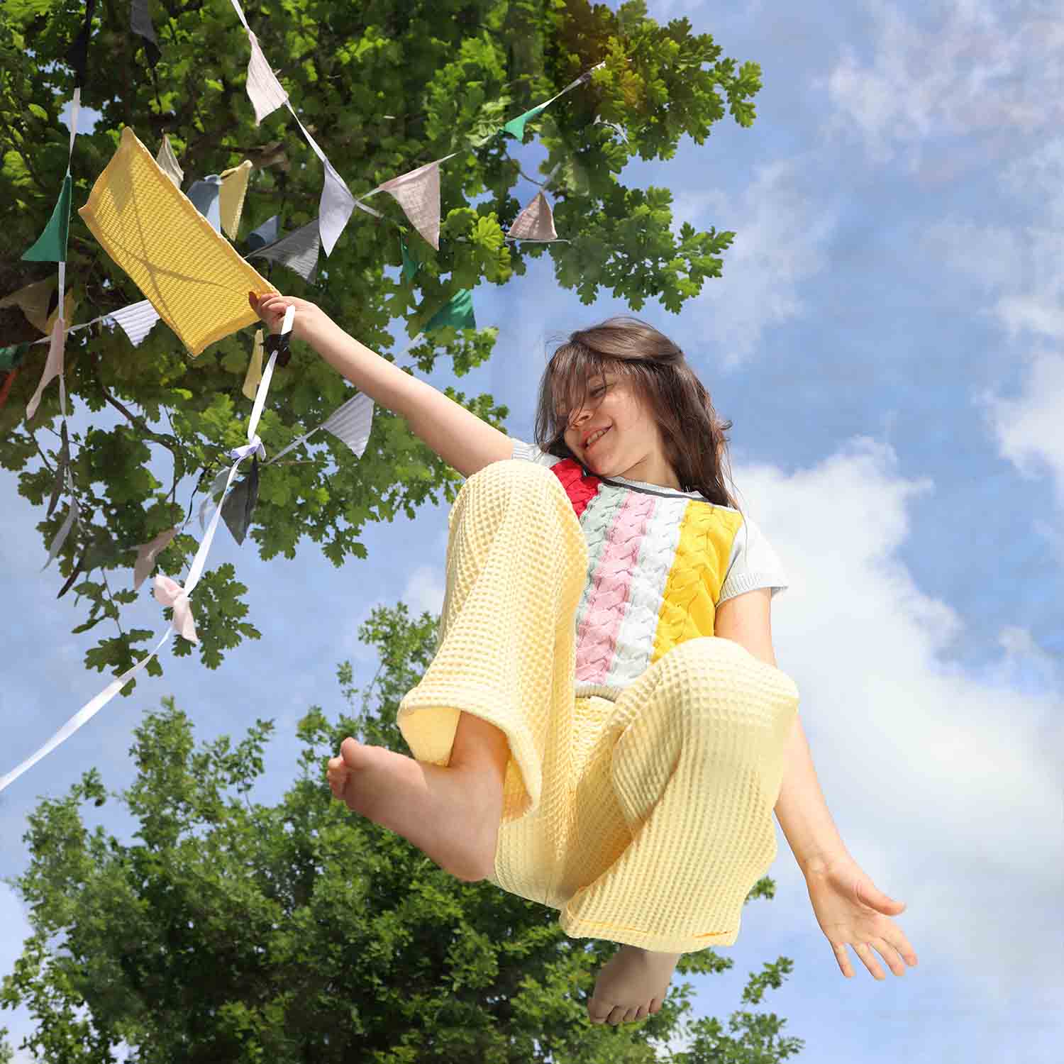 Yellow Waffle Cotton Dress Pants-3