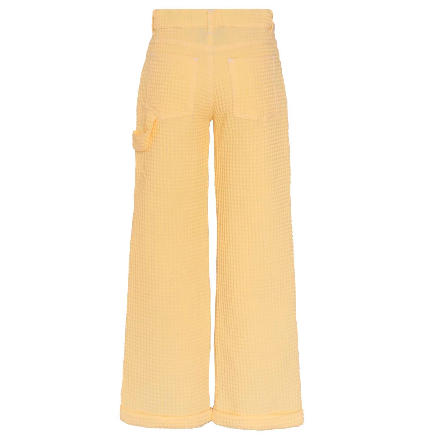 Yellow Waffle Cotton Dress Pants-4