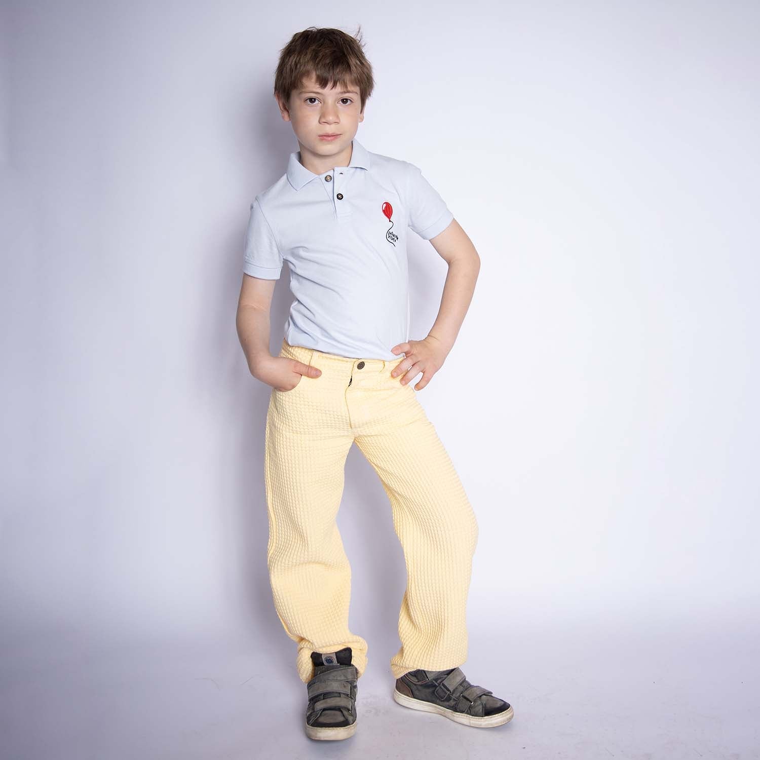 Yellow Waffle Cotton Dress Pants-1