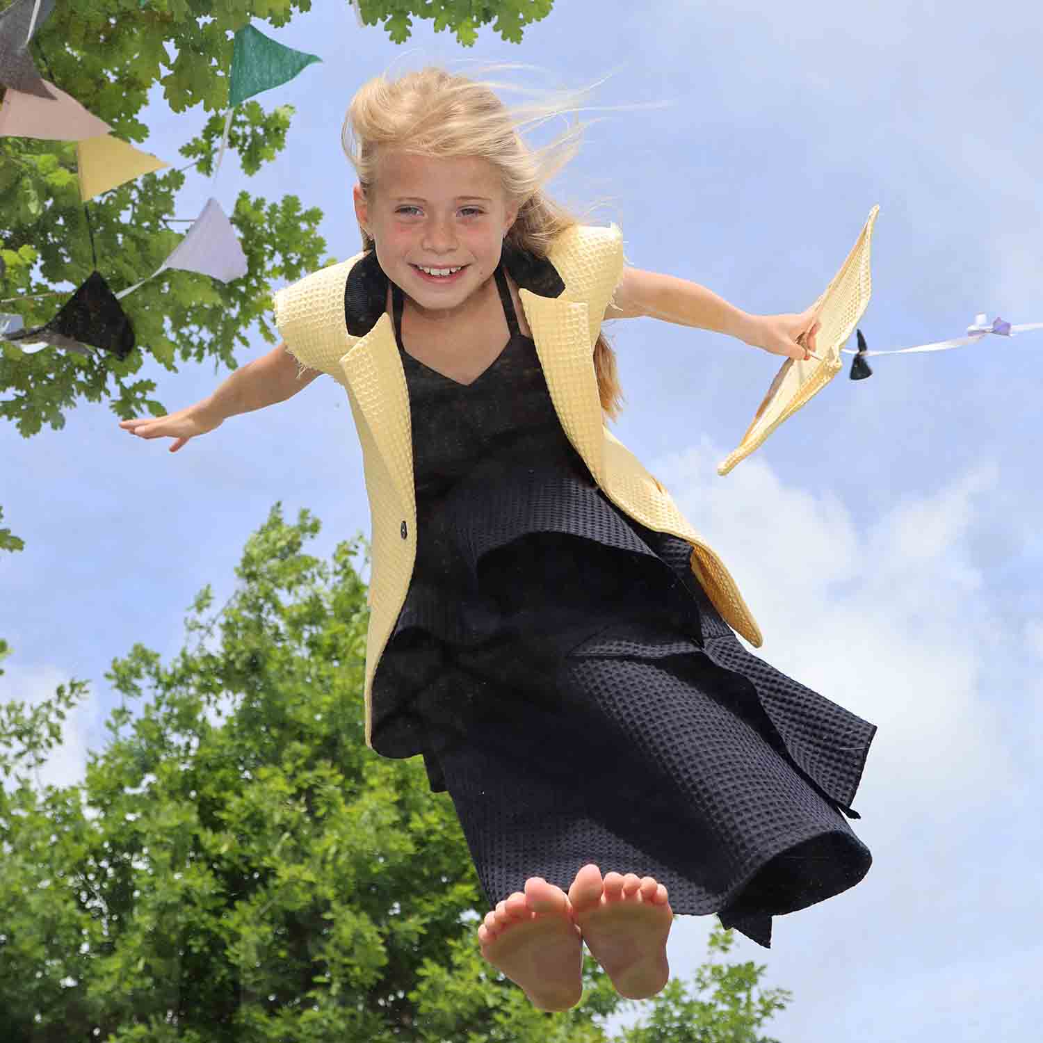 Yellow Cotton Sleeveless Blazer-2