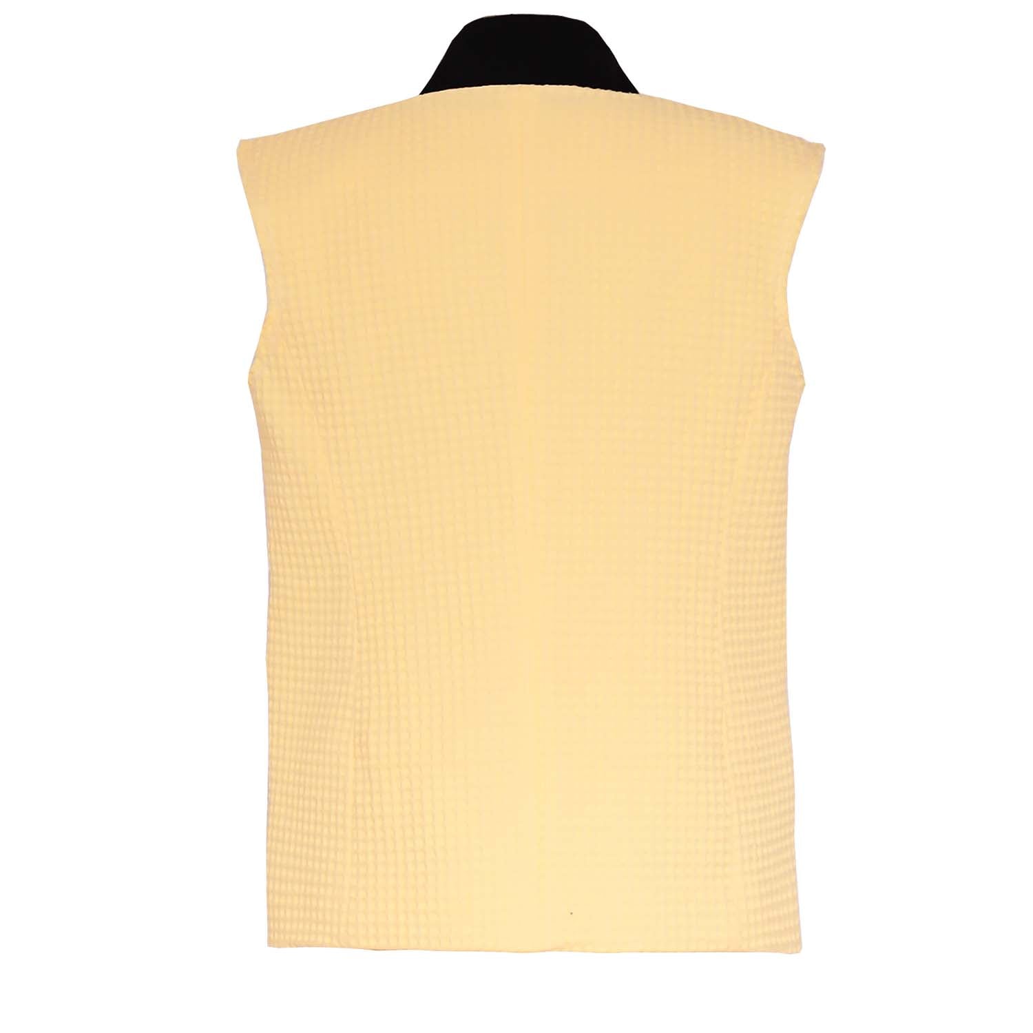 Yellow Cotton Sleeveless Blazer-4