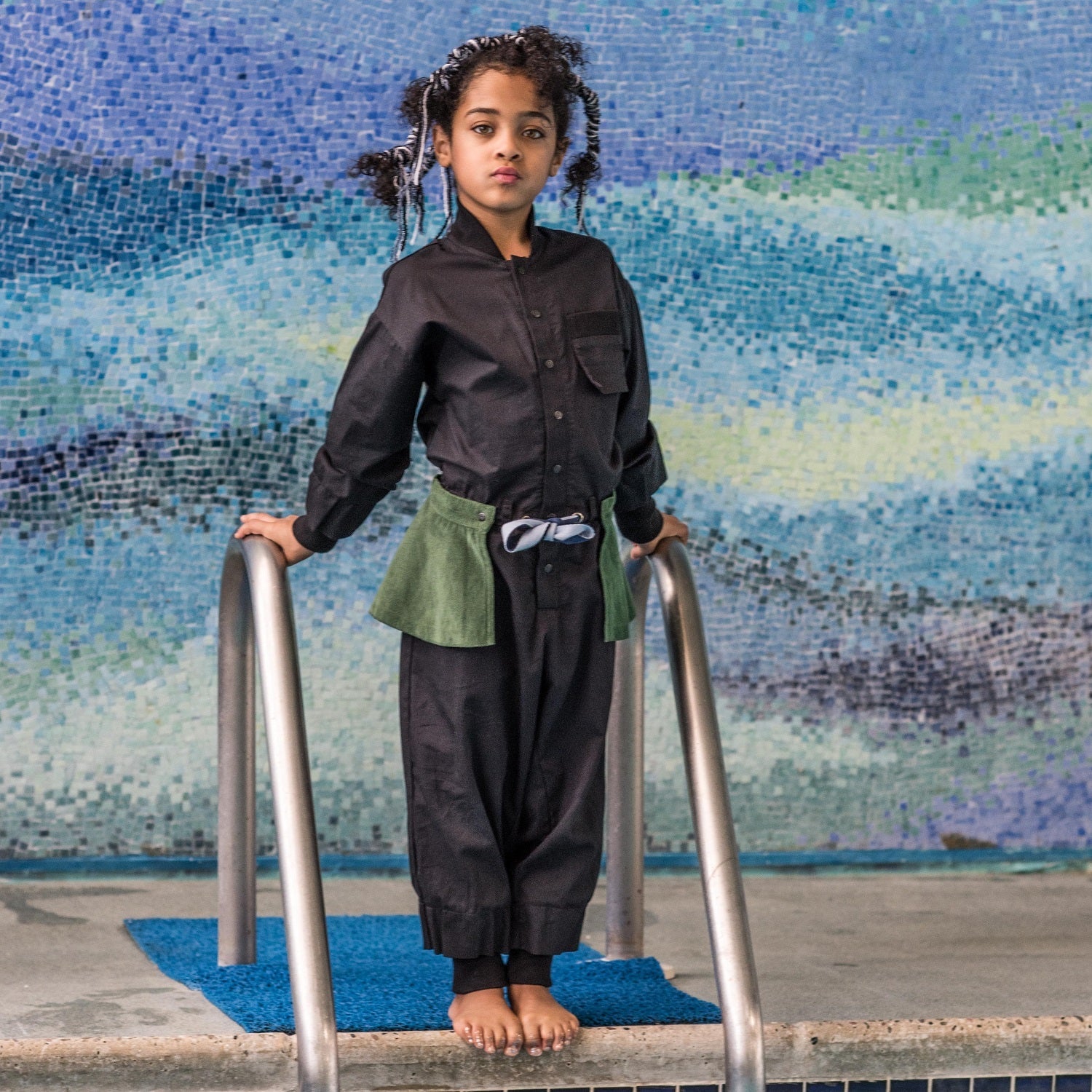 Black Cotton Kids Overall-1