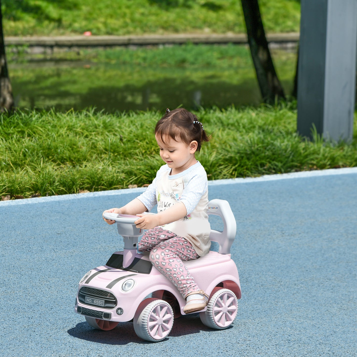 AIYAPLAY Foot To Floor Ride On Car Sliding Car with Air Horn, Anti-Over-Backwards, 18 to 36 Months in Pink-8