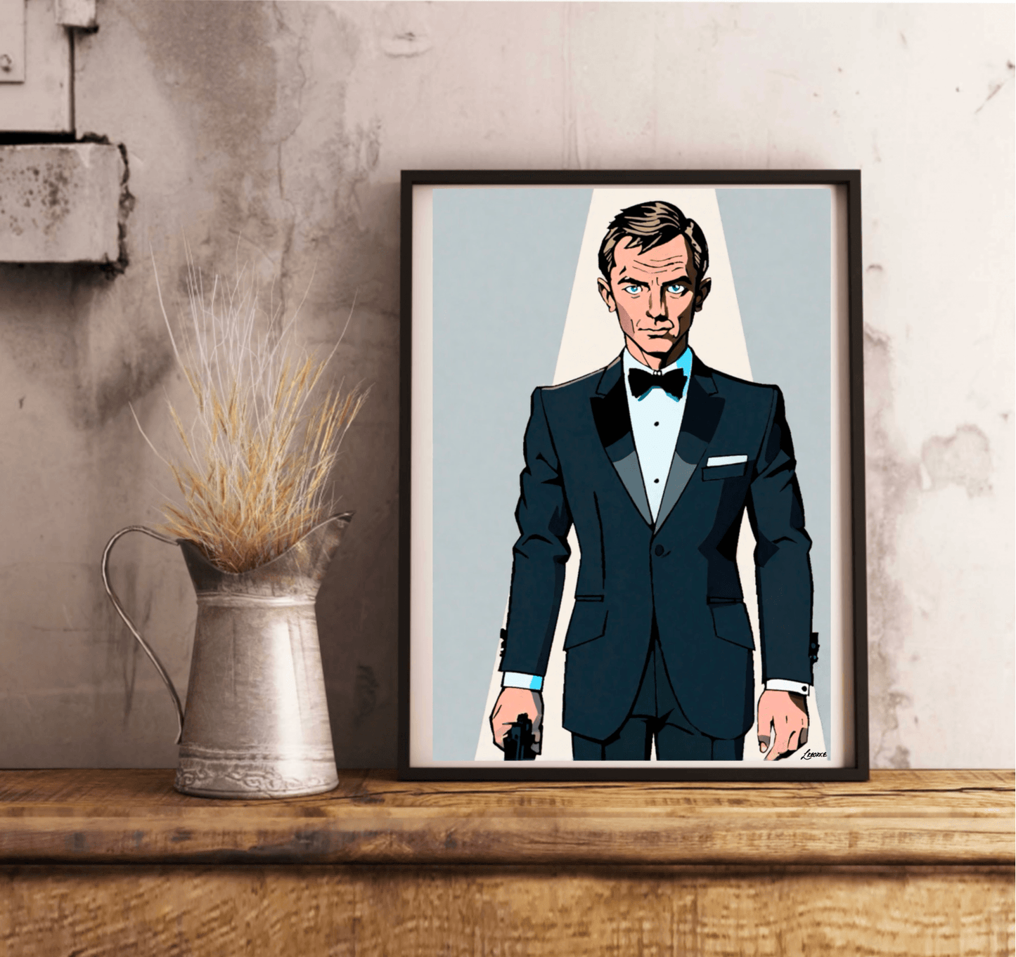 Anime James Bond Art Print | A3 A4 A5 Poster | Spy Decor