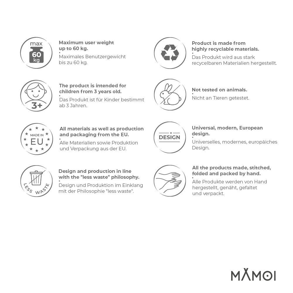 MAMOI® Swing hanging chair Light grey, Indoor hammock, Sensory swing seat for bedroom for kids, Child door swinging nest for autism, Garden egg swings for children-3