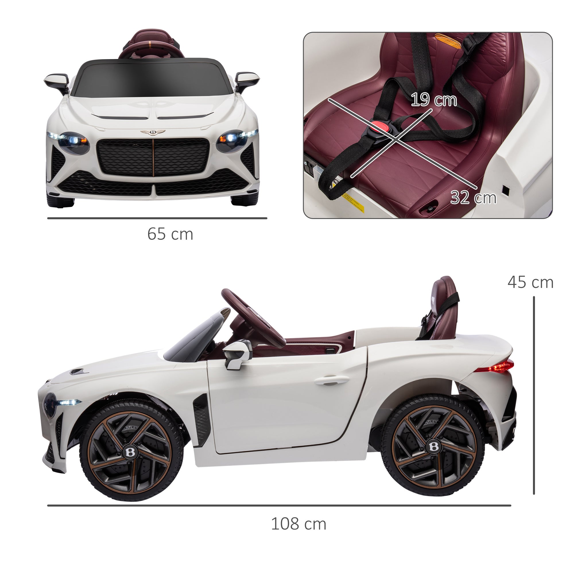 Bentley Bacalar Licensed 12V Kids Electric Ride on Car with Remote Control, Powered Electric Car w/ Portable Battery Aged 3-5 | HOMCOM-1