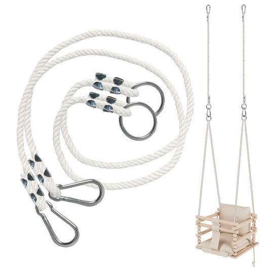 MAMOI® Swing rope 50 kg | 2 x extension of swing rope with metal snap hood | 100% ECO natural rope with snap hook | Made in EU-0