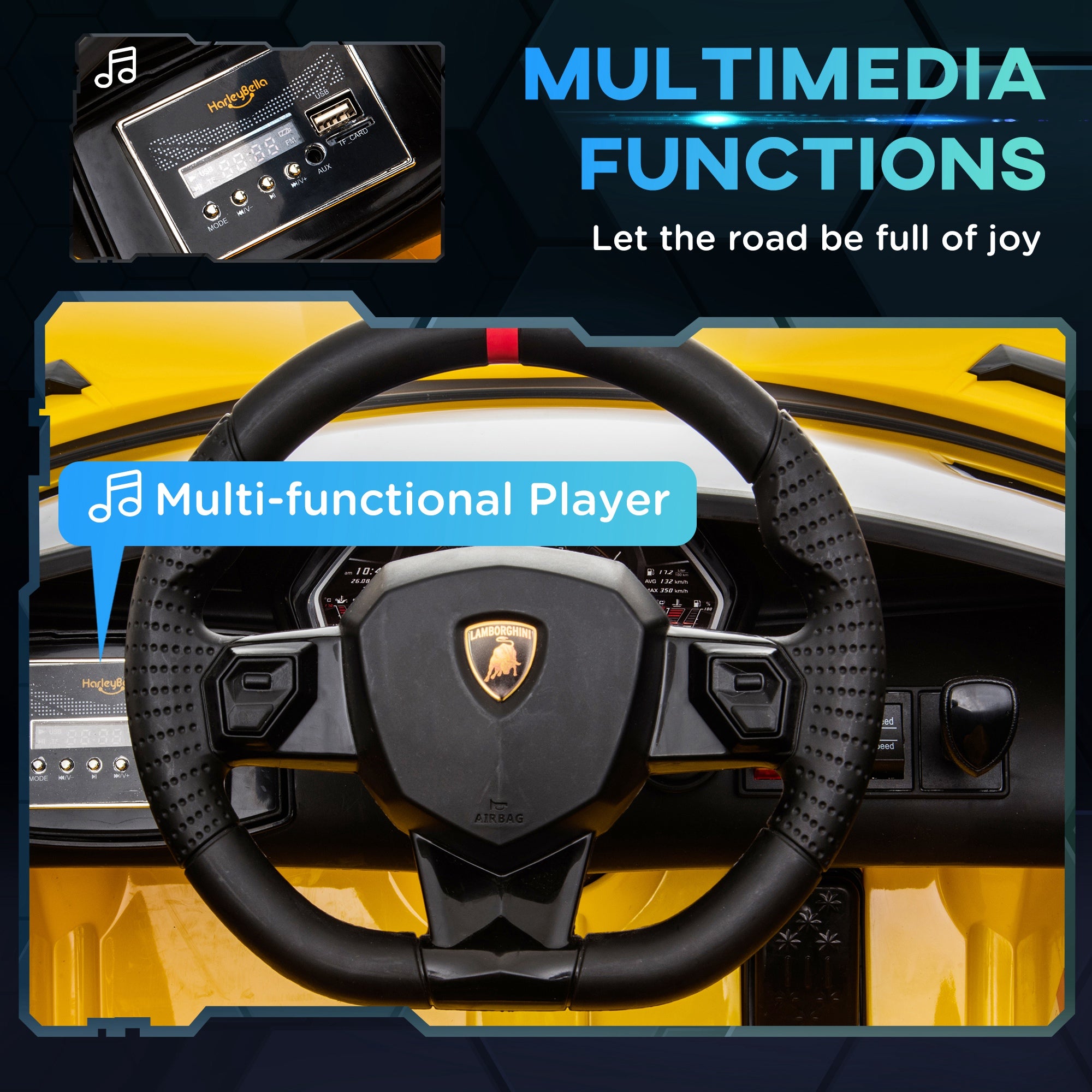 Kids Electric Ride On Car Compatible 12V Battery-powered Lamborghini Aventador Sports Racing Car Toy w/ Parental Remote Control | HOMCOM-4