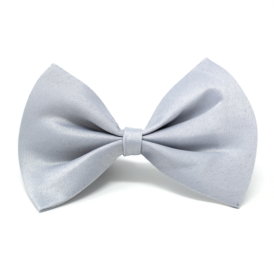 Light Grey/Silver Satin Dog Bow Tie