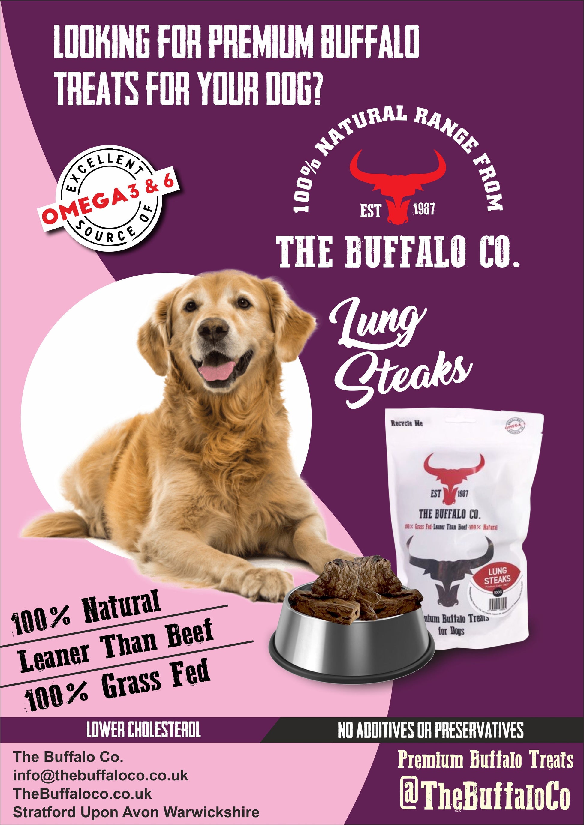 Buffalo Lung Steaks-Dog Treats-100g-1