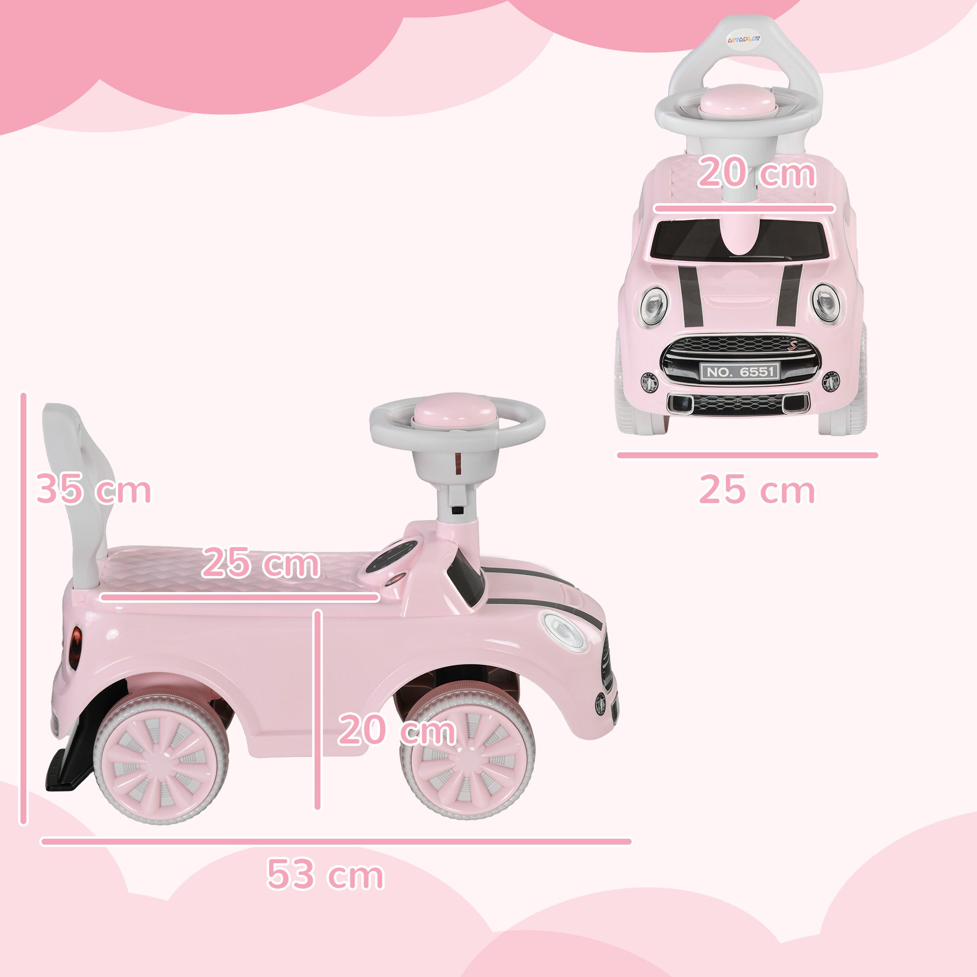 AIYAPLAY Foot To Floor Ride On Car Sliding Car with Air Horn, Anti-Over-Backwards, 18 to 36 Months in Pink-1