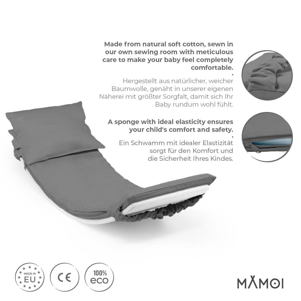 MAMOI® Grey Pillow for balance board kids, Mat for wobble board kids, Material for wooden balance board, Cushion for balance board toddler, Pillow for kids seesaw-1