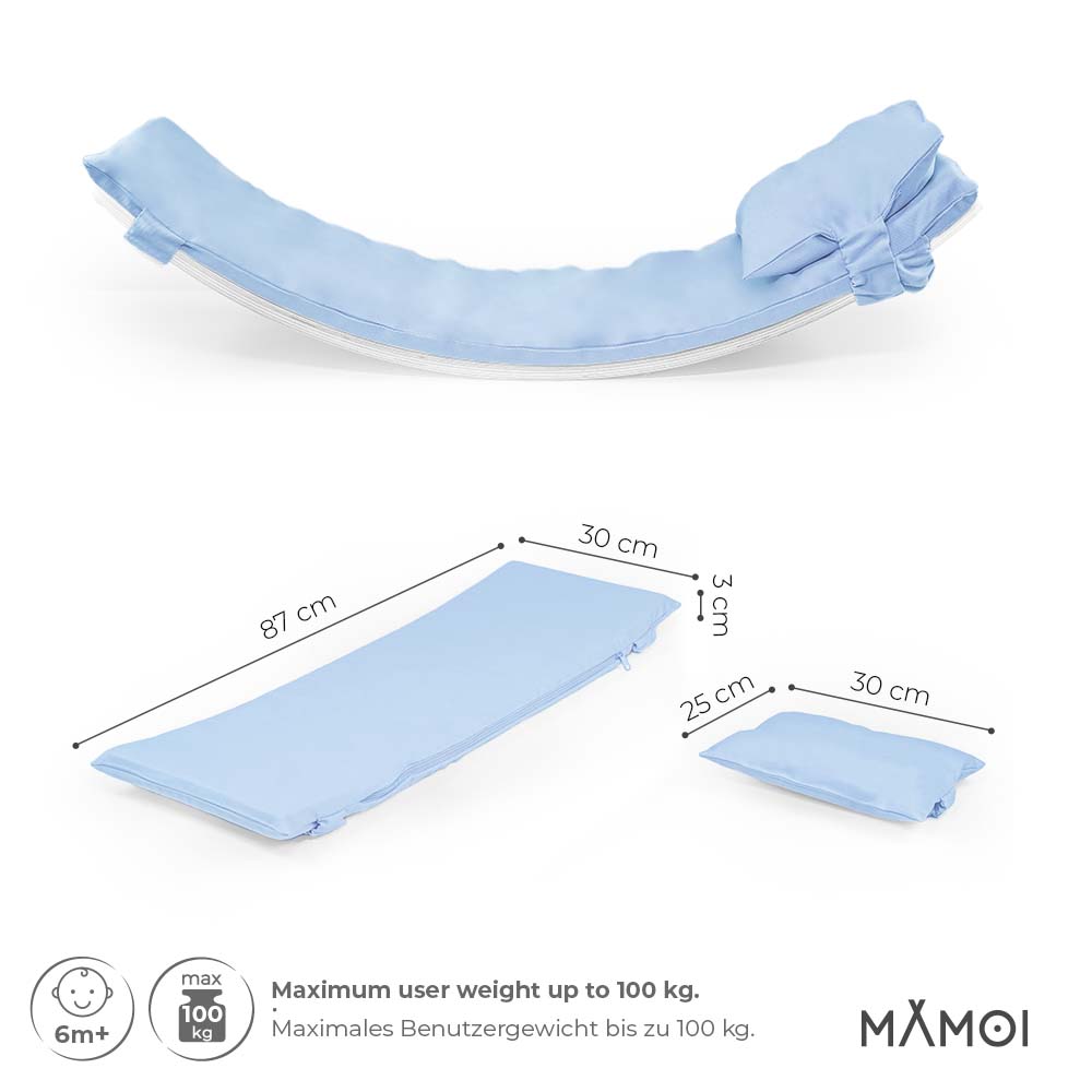MAMOI® Blue Pillow for balance board kids, Mat for wobble board kids, Material for wooden balance board, Cushion for balance board toddler, Pillow for kids seesaw-2
