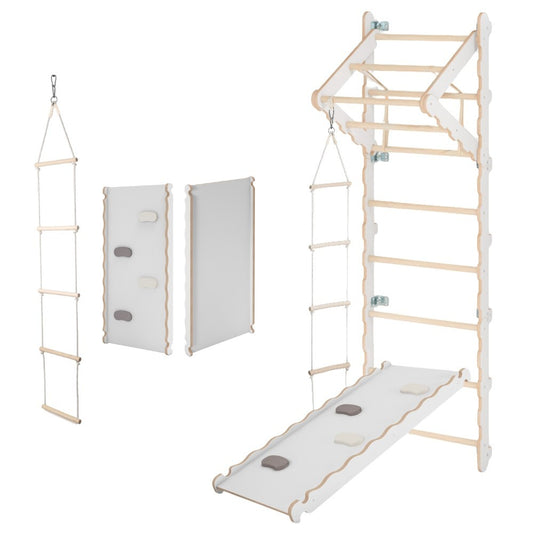 MAMOI® Swedish ladder, Wooden gorilla gym for kids, Indoor baby climbing frame for toddlers, Monkey bars and play gym, Childrens climbing wall, Gymnastics bar and equipment for home-0