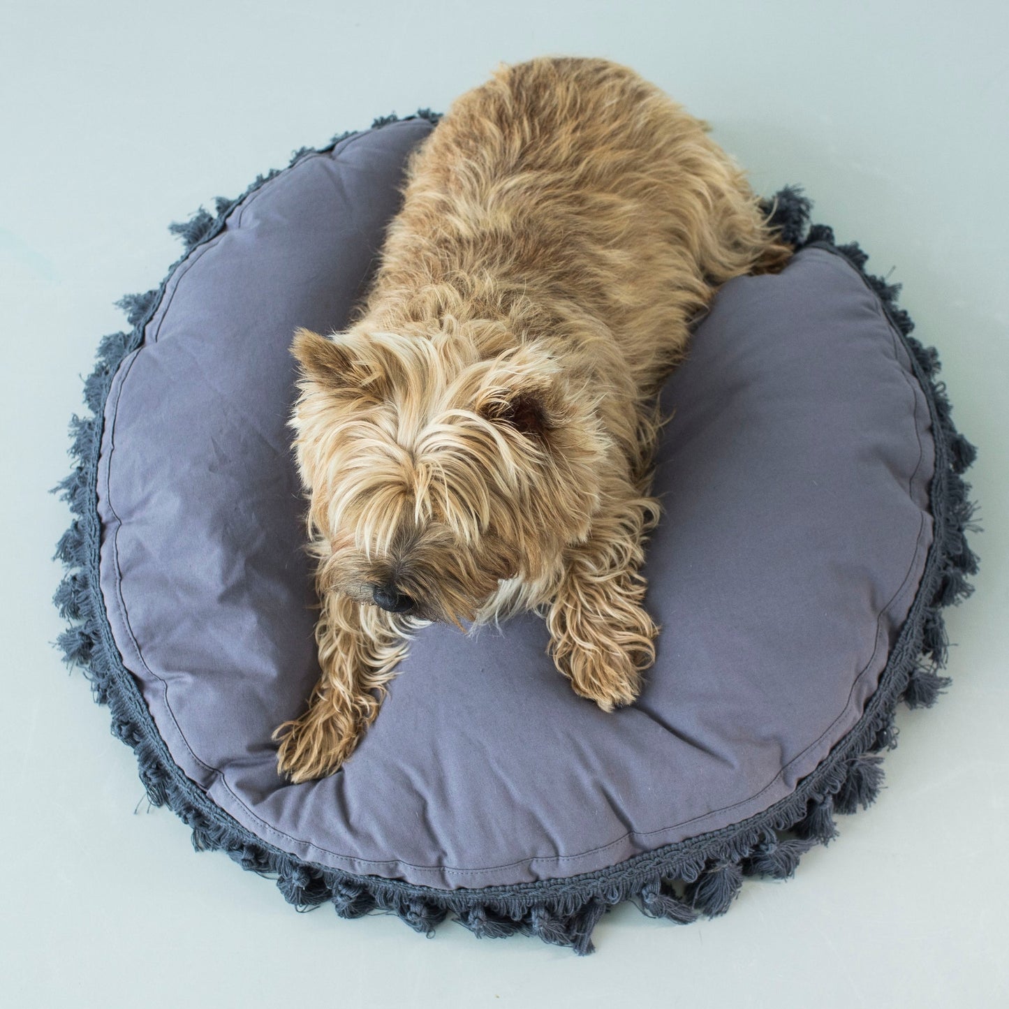 MINICAMP Dog Cushion, Boho Cat Bed with Tassels in Grey – Sizes 26" & 32"