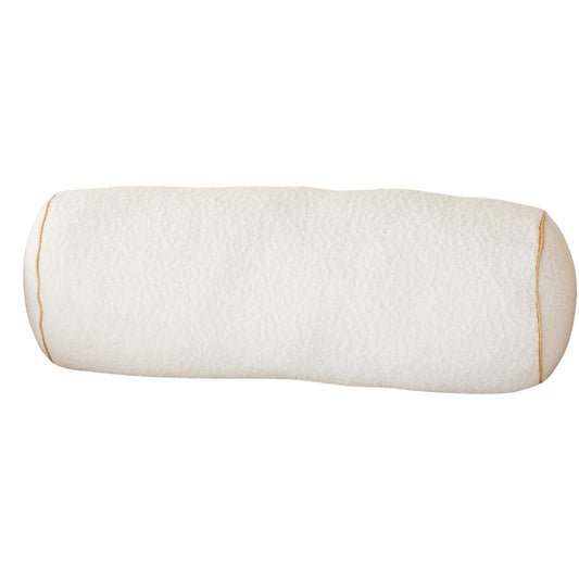 MINICAMP Nackenrolle aus Bouclé in Ecru mit Goldbesatz