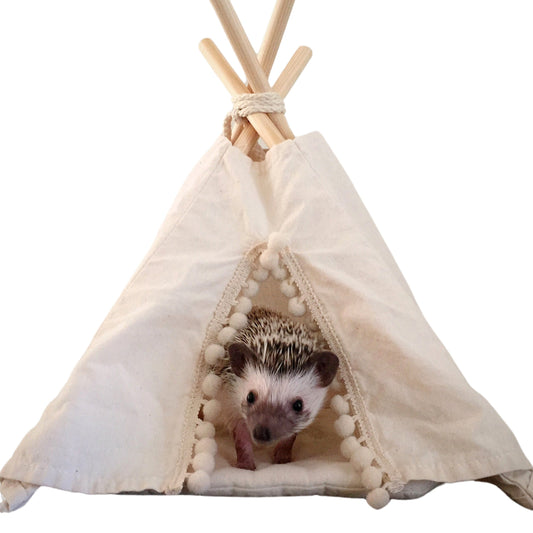 MINICAMP Hedgehog Bed Teepee with Soft Pad in Ecru - Size 4XS