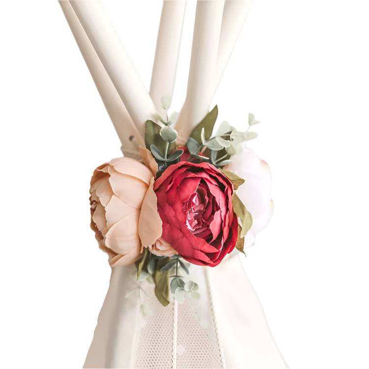 MINICAMP Pfingstrosen-Blumengirlande für Tipi &amp; Kinderzimmer-Dekor | Weiß, Beige &amp; Rosa