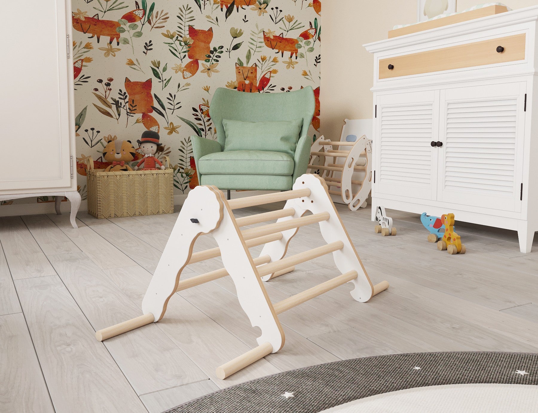 MAMOI® Modern climbing triangle | Kids climbing frame minimalist design | Yarnwood folding pikler triangle for baby 100% ECO | Made in EU-1