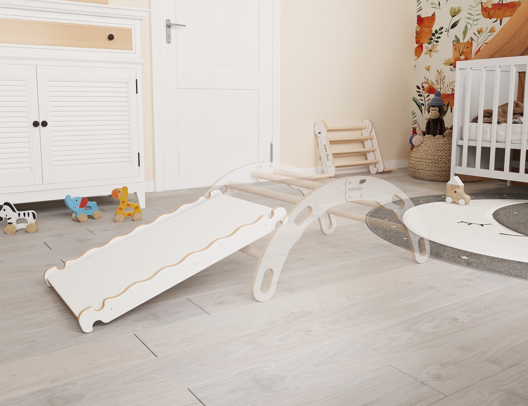 MAMOI® Wooden slide for climbing frame, Indoor baby gym accessories for kids, Small and big toddler slide for climbing triangle, Outdoor child's slides for garden, Childrens montessori toys-2