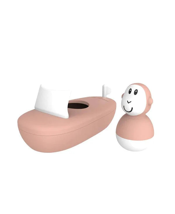 Matchstick Monkey Bathtime Boat Set - Dusty Pink