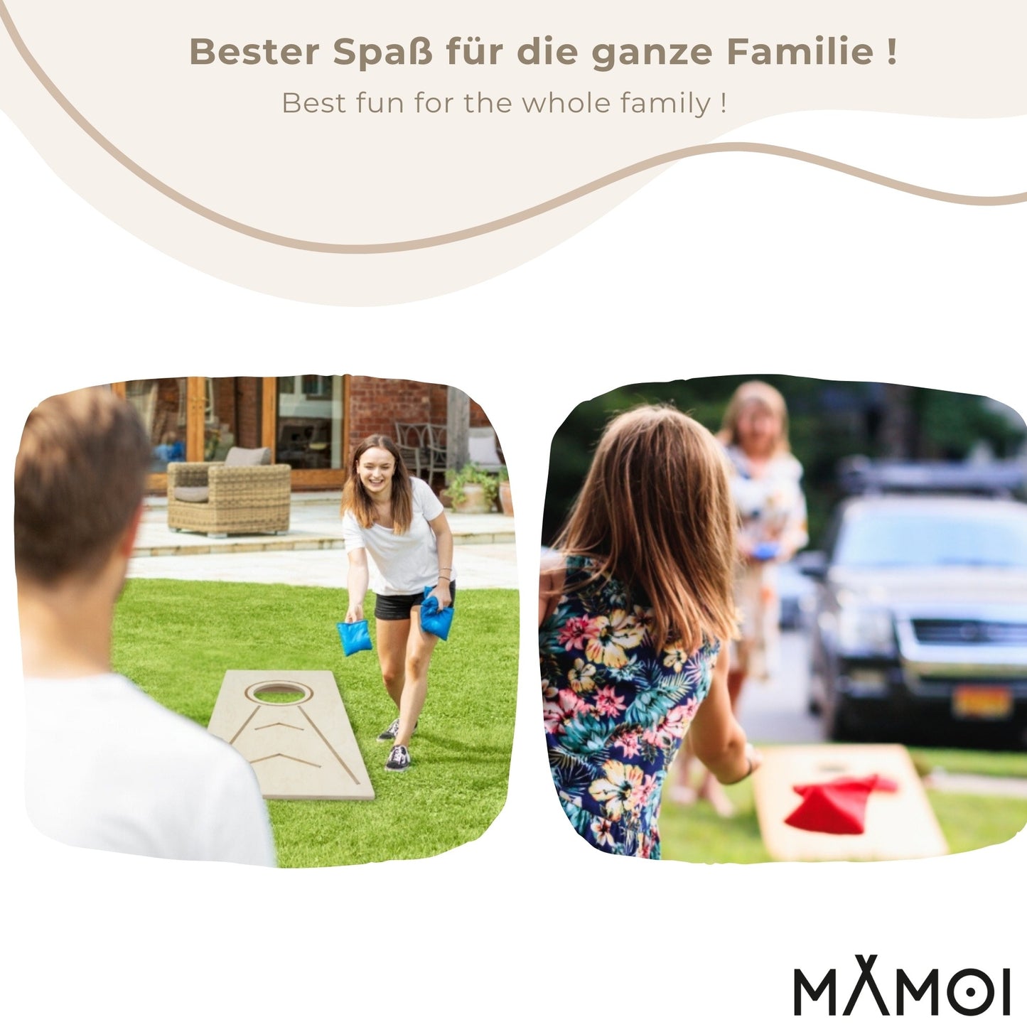 MAMOI® Cornhole Party Games Outdoor Indoor, Beach Game | Throwing Game for Children and Adults Including Sack Hole Bags.-3