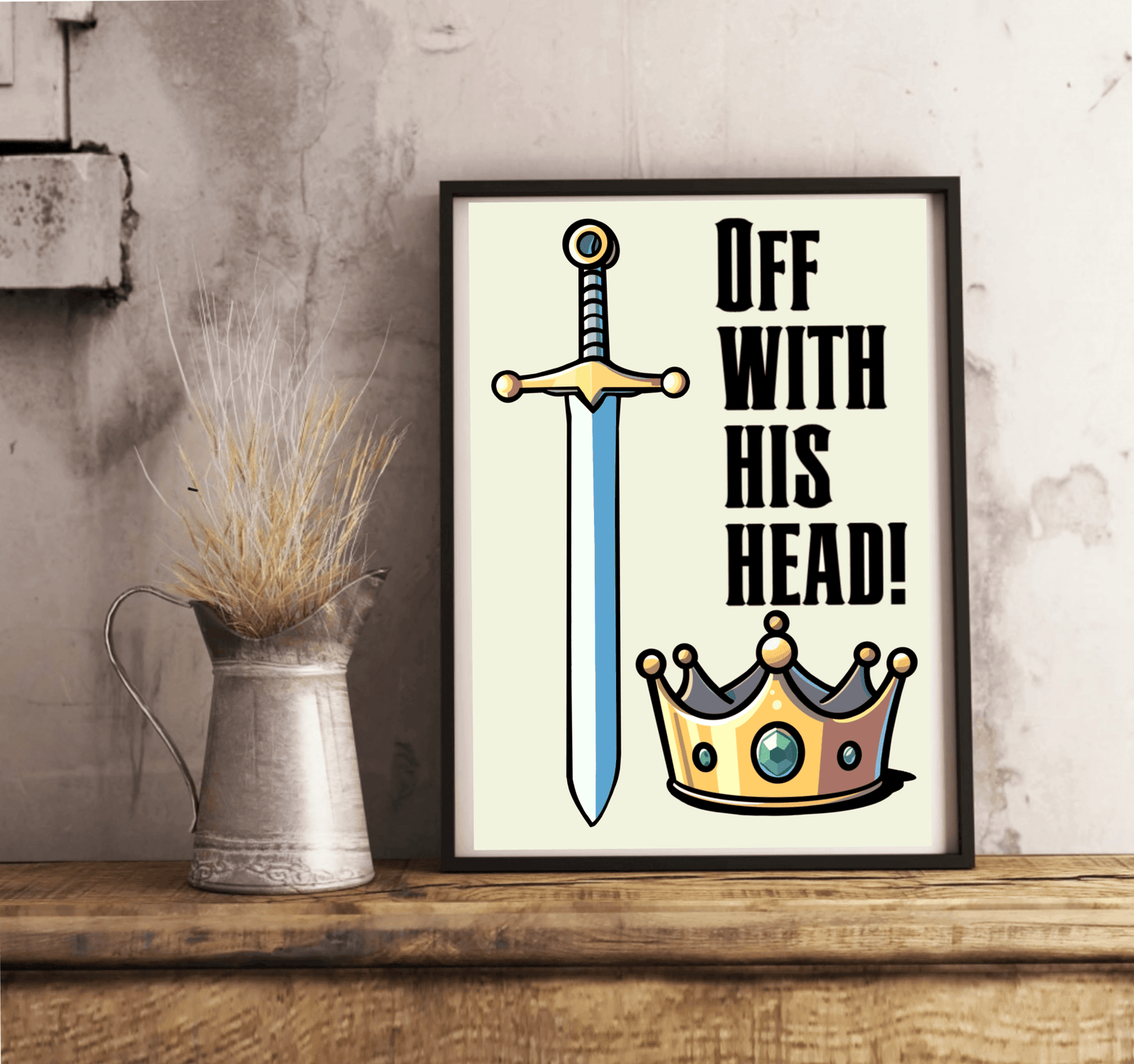 Regal Reprisal – Bold Sword and Crown Royalty Art Print