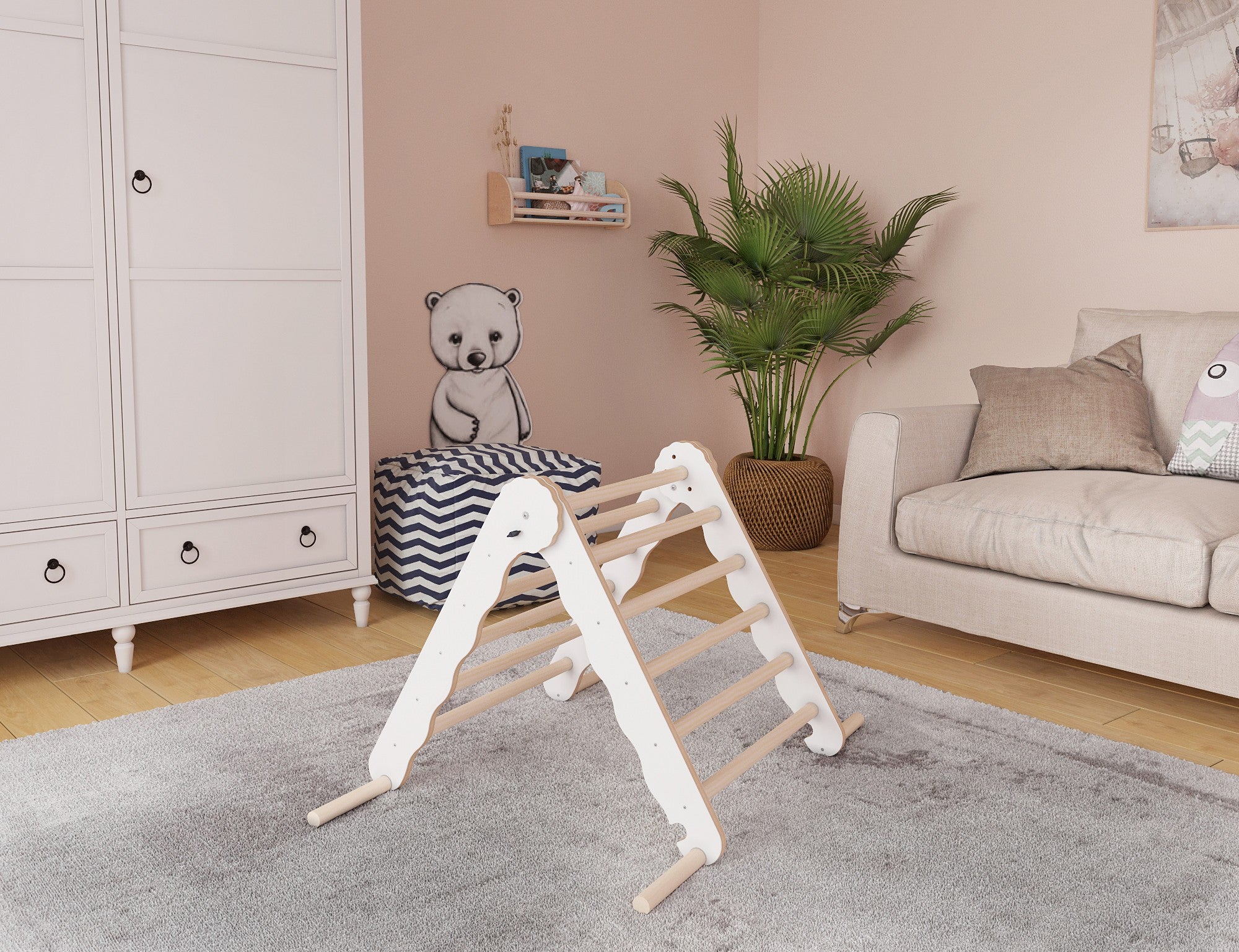 MAMOI® Modern climbing triangle | Kids climbing frame minimalist design | Yarnwood folding pikler triangle for baby 100% ECO | Made in EU-1