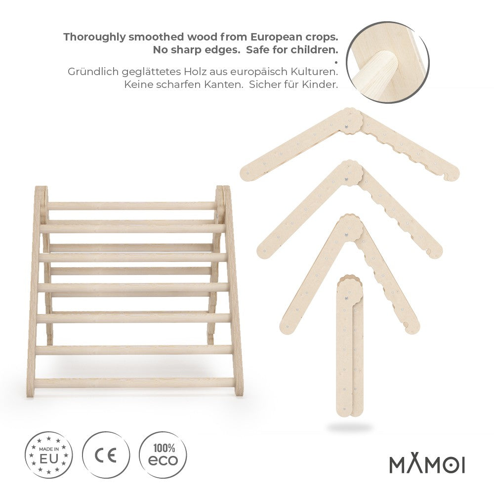 MAMOI® Indoor climbing triangle for kids, Baby climbing frame, Wooden toddler gym for children outside and outdoor, Frames montessori toys for toddlers age 1-3-4
