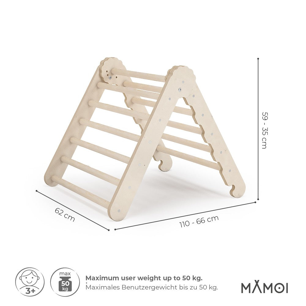 MAMOI® Indoor climbing triangle for kids, Baby climbing frame, Wooden toddler gym for children outside and outdoor, Frames montessori toys for toddlers age 1-3-1