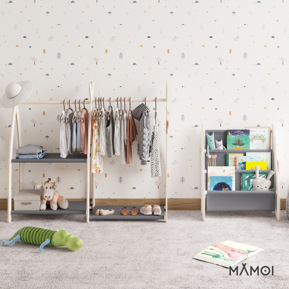 MAMOI® Book shelf for kids Grey, Bookcase for childrens room, Small bookshelf for toddler, Child bookcases and shelves, Wall stand storage and furniture for bedroom-5