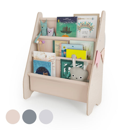 MAMOI® Book shelf for kids Beige, Bookcase for childrens room, Small bookshelf for toddler, Child bookcases and shelves, Wall stand storage and furniture for bedroom-0