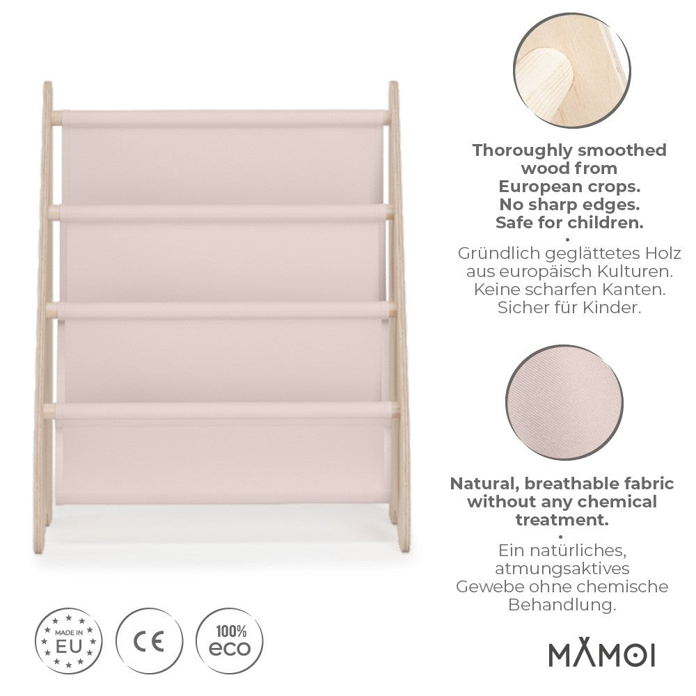 MAMOI® Book shelf for kids Beige, Bookcase for childrens room, Small bookshelf for toddler, Child bookcases and shelves, Wall stand storage and furniture for bedroom-1