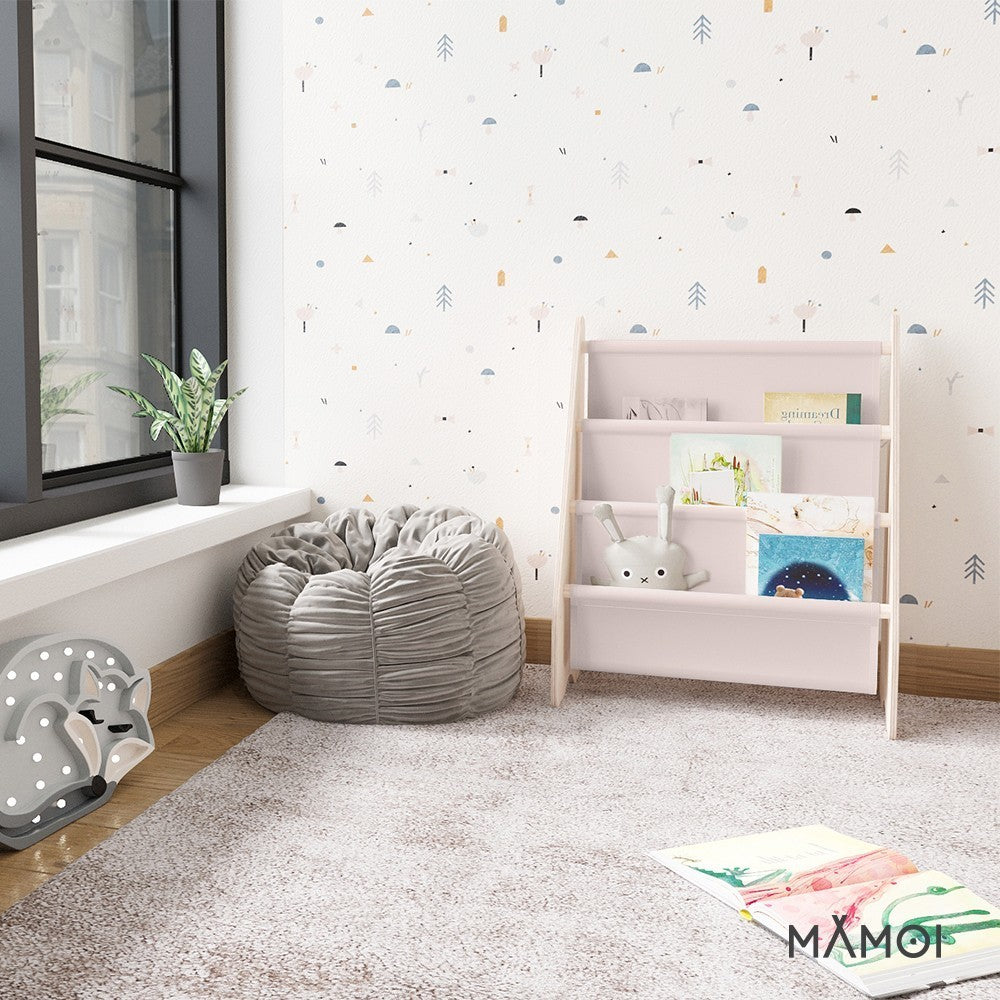 MAMOI® Book shelf for kids Beige, Bookcase for childrens room, Small bookshelf for toddler, Child bookcases and shelves, Wall stand storage and furniture for bedroom-6