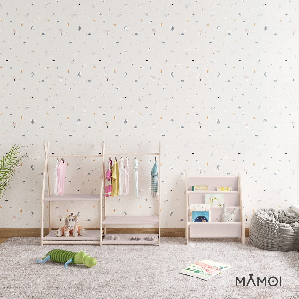 MAMOI® Book shelf for kids Beige, Bookcase for childrens room, Small bookshelf for toddler, Child bookcases and shelves, Wall stand storage and furniture for bedroom-7