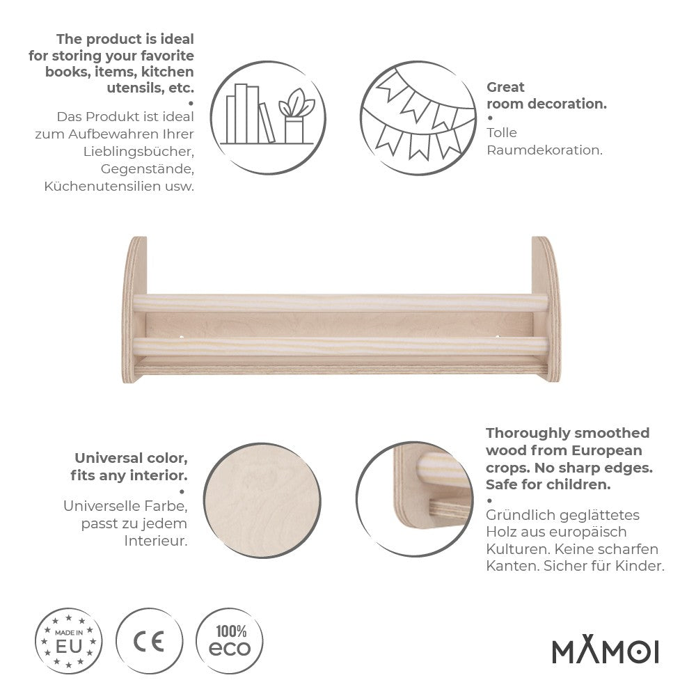 MAMOI® Book shelf for kids, Bookcase for childrens room, Small bookshelf for toddler, Child bookcases and shelves, Wall stand storage and furniture for bedroom-1