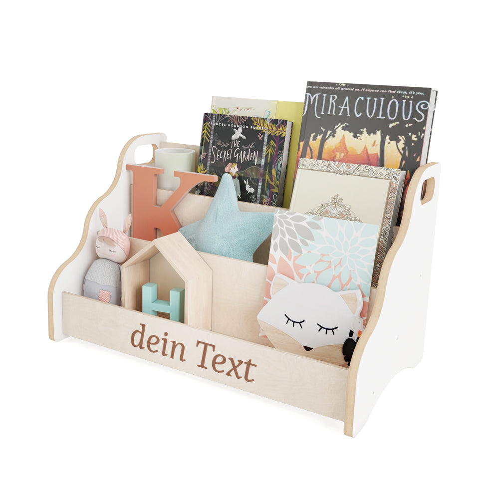 MAMOI® Personalised book shelf for kids, Bookcase with name embroidered for childrens room, Small bookshelf for toddler, Child bookcases and shelves, Wall stand storage and furniture for bedroom-0