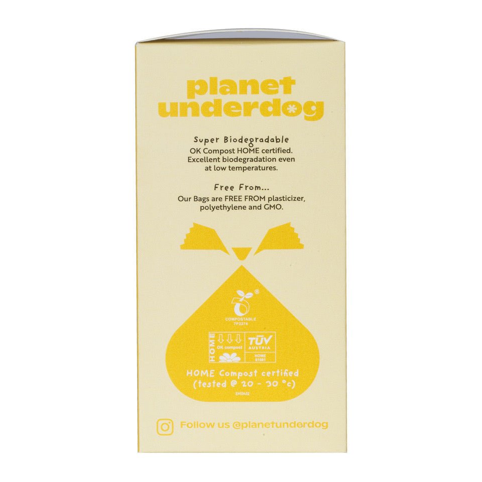 60 Planet Underdog Compostable Dog Poop Bags - Yellow Box - mezetto