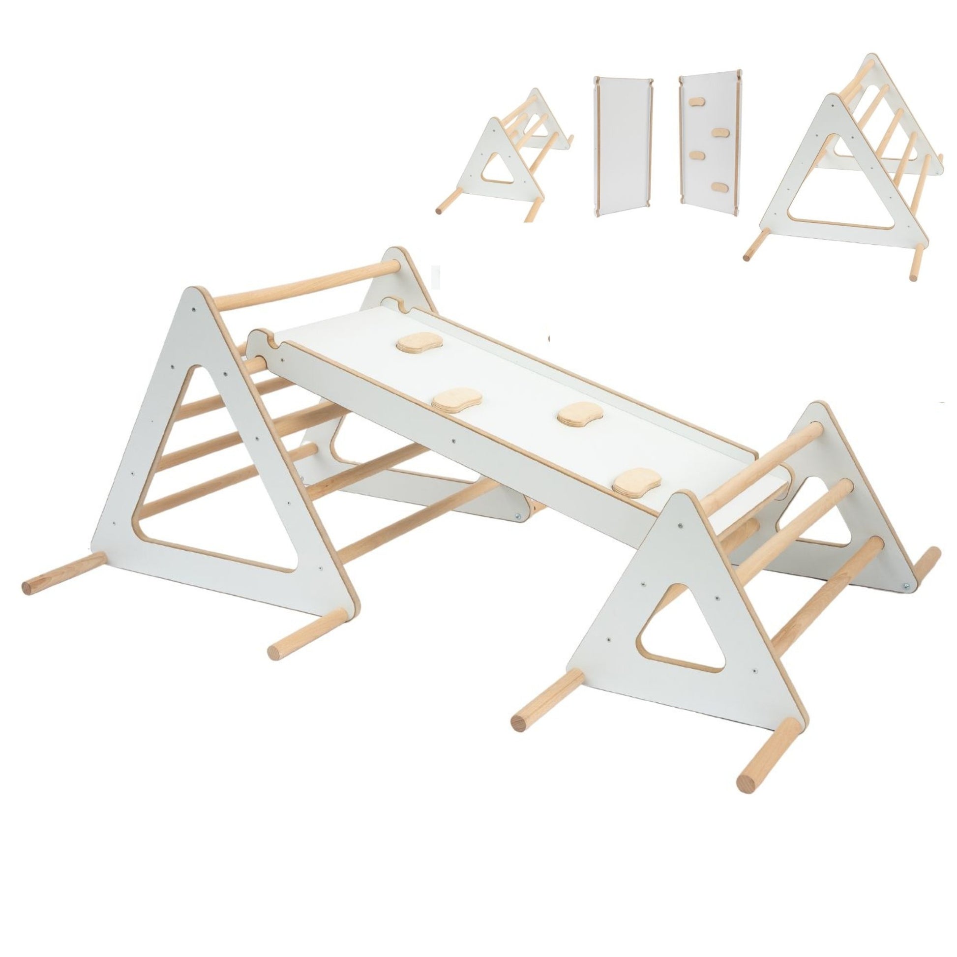 Set: climbing triangle + slide for children | Climbing frame and slide for kids minimalist design | Yarnwood triangle for toddlers with slide 100% ECO | Made in EU-0