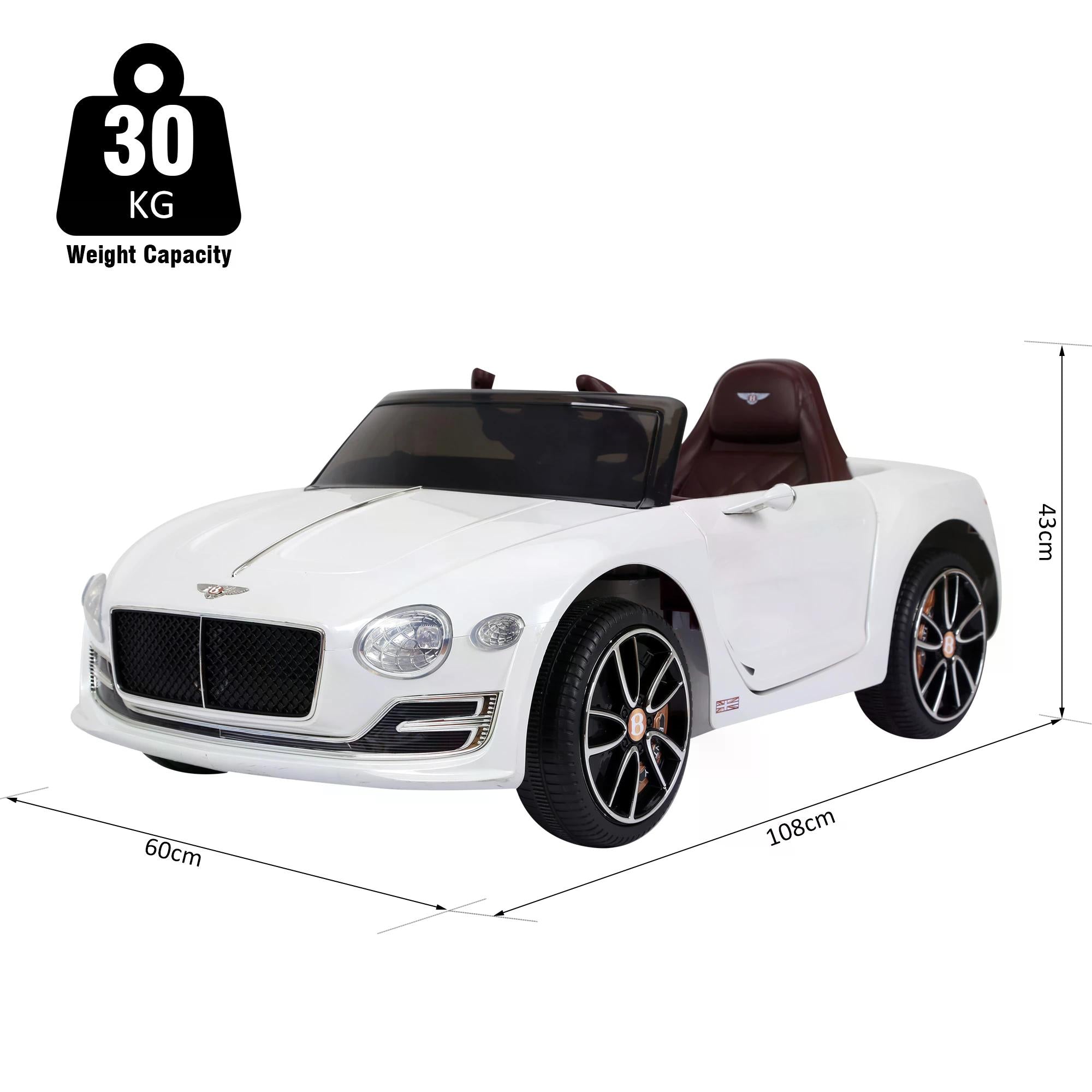 Bentley Kiddie Cruiser: 12V Ride-On with LED Illumination, MP3 Player, Youthful Thrill on Wheels, White | HOMCOM-1